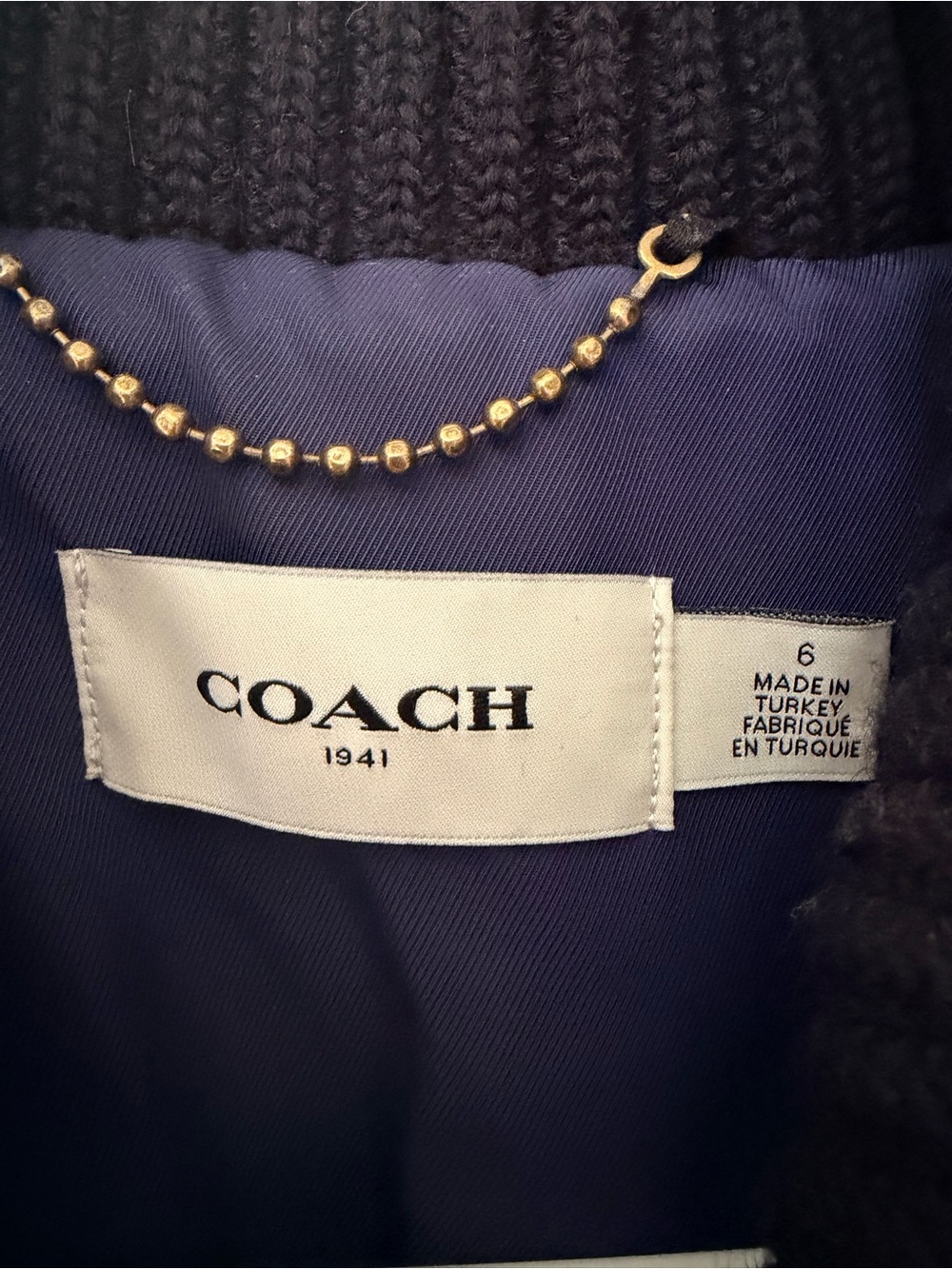 Vintage Coach Lamb Shearling Chevron Bomber Jacket with Lamb Leather - Picture 5 of 15